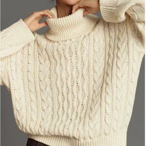 New Anthropologie Pilcro Med Cable Knit Turtleneck Sweater Fisherman